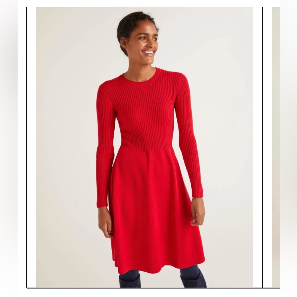 Boden Gemma Jumper Dress, Red Wool Size 12R